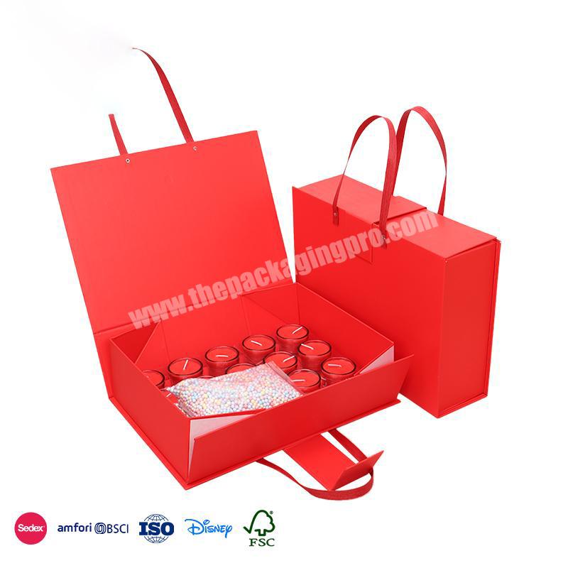 Factory custom wedding red gift box matte cardboard collapsible paper container foldbable box packaging