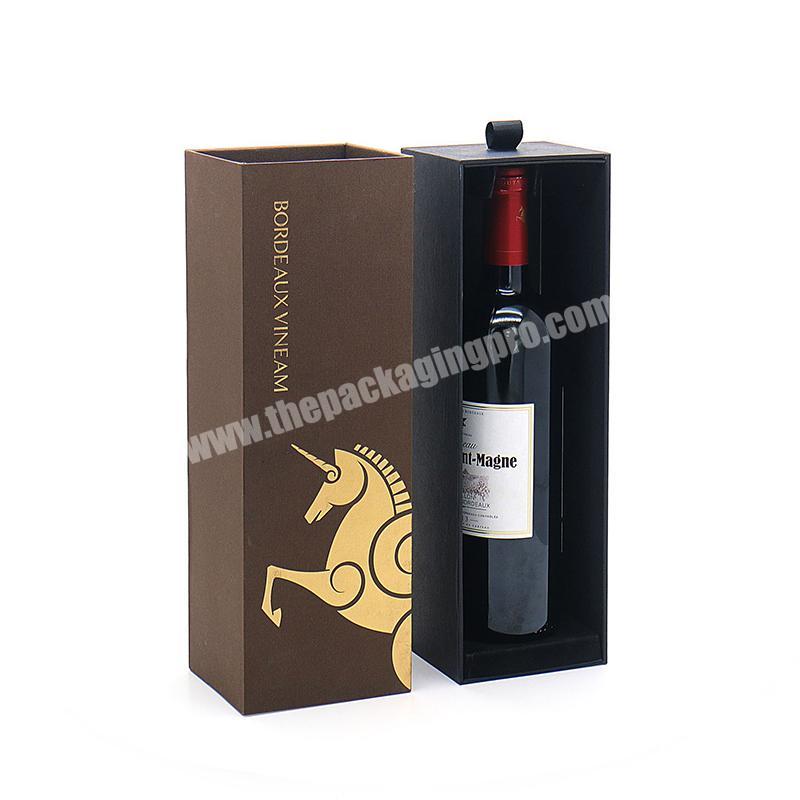 Factory customized customer logo luxury high quality wine packaging gift box special paper hot stamping hardboard