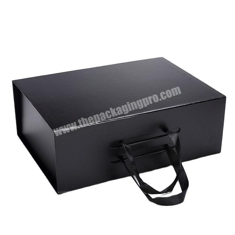 Factory direct high quality box with handle rectangle cardboard packaging suitcase paper foldable box with handle