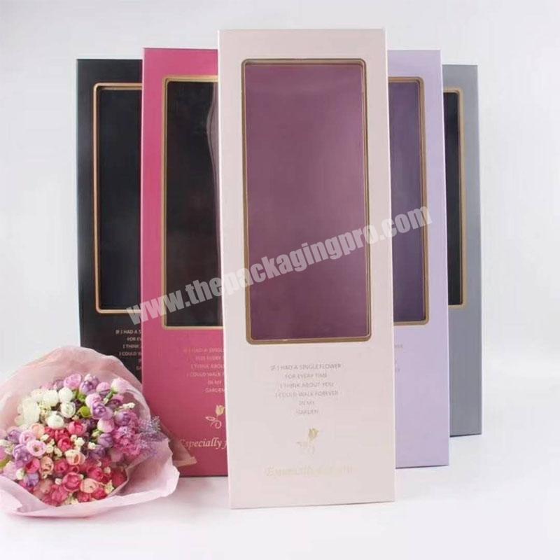 Factory direct luxury long box packaging flower wholesale different colors custom printed large flower box square