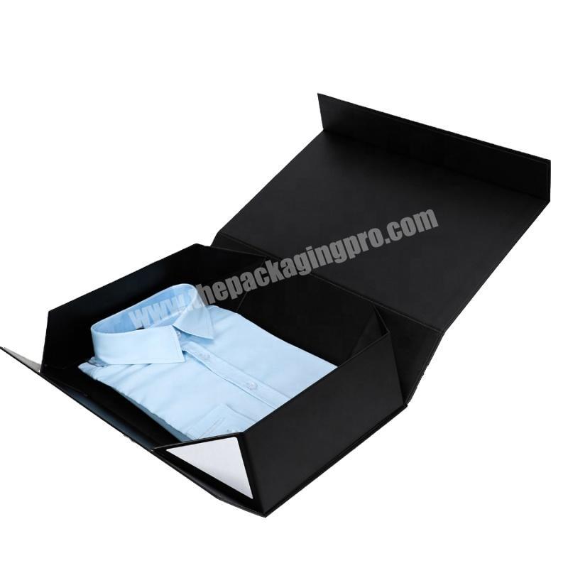 Factory direct ribbon empty apparel packaging foldable black magnetic box luxury large custom magnetic box