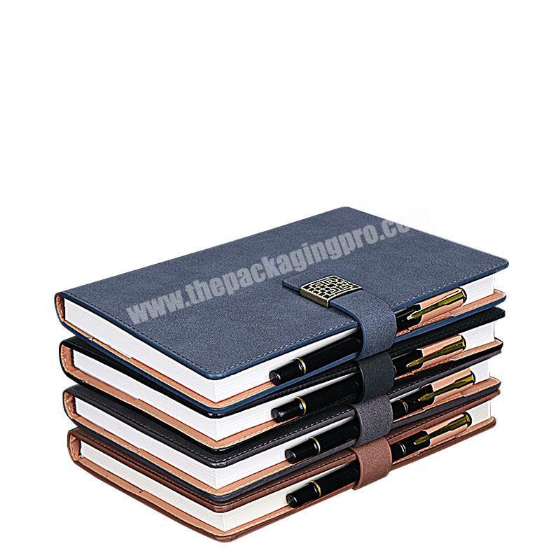 Factory wholesale New design personalized hardcover locking premium PU leather cover custom logo notebook with pen printing