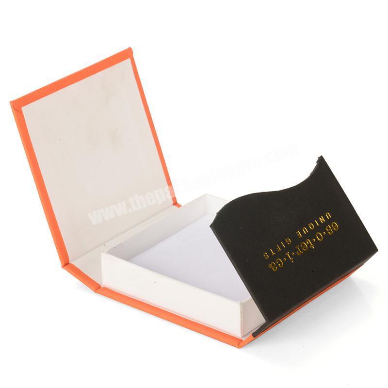 Fancy OEM logo rigid magnetic type organic gift cardboard orange charm paper gift box packaging