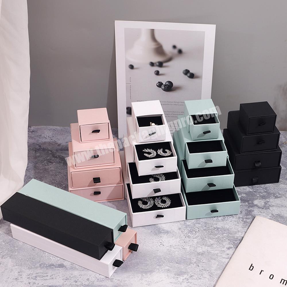 Fashion Custom Cardboard Jewelry Drawer Boxes Packaging Paper Ring Bracelet Necklace Earring Holder Storage Drawer Gift Box