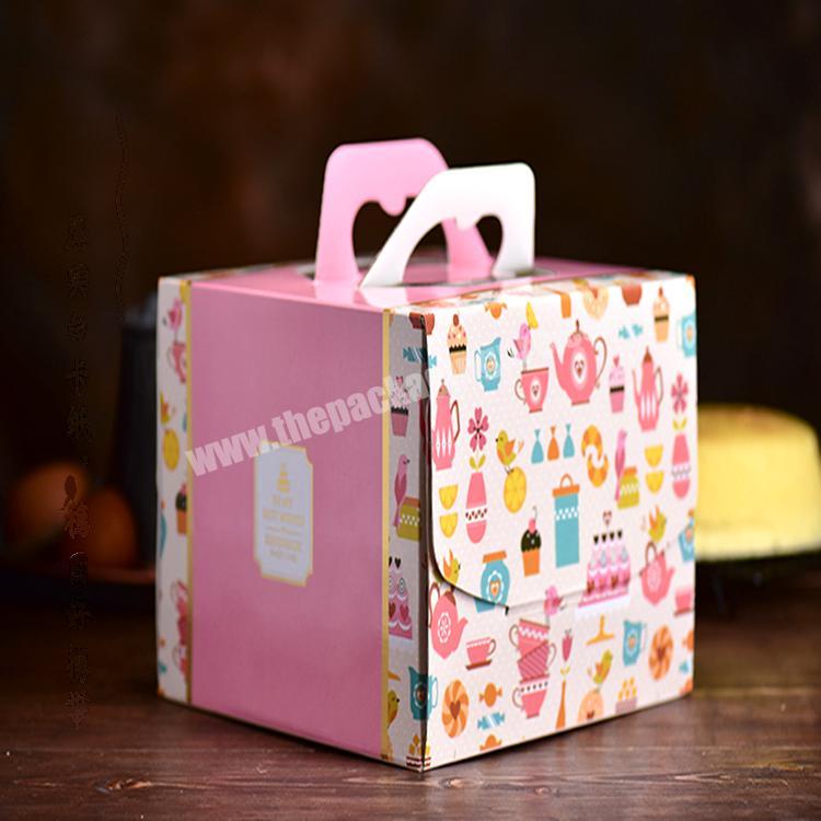Fashion Foldable Large Paper Square Birthday Cake Box With Clear Window