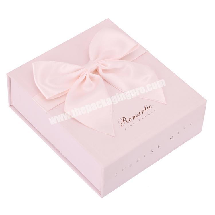 Source factory wholesale caja de regalo de lujo Luxury matt pink custom jewelry ribbon paper packaging gift box