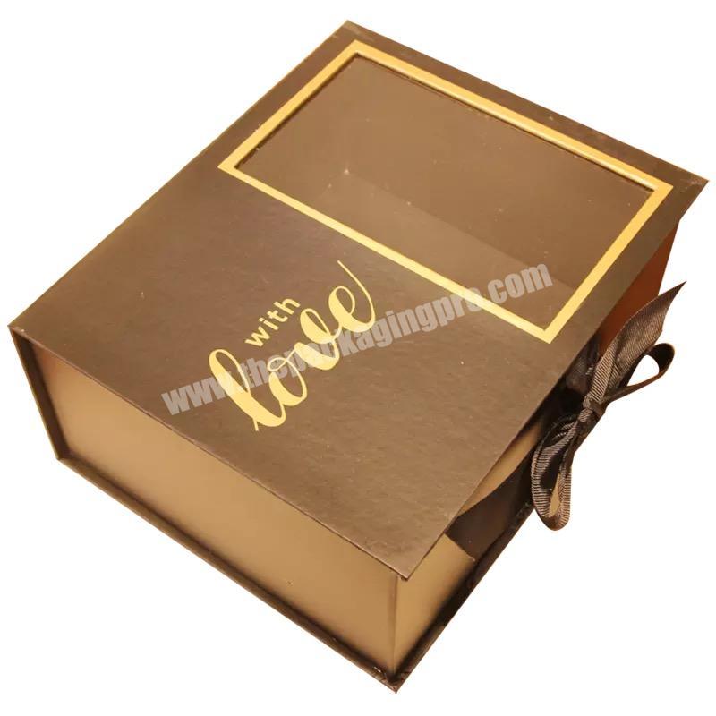 Folding boxes with ribbons luxury gift boxes for gift packaging packaging boxes for clothes with PVC window