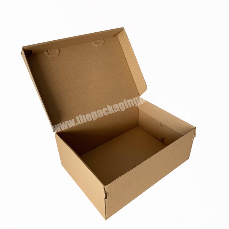 Folding sports safety shoes boxes with custom logo kraft paper packaging corrugated shoe box