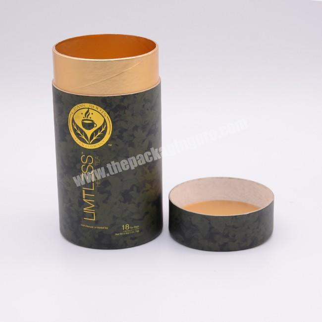 Food Grade Dry Food Tube Cylinder Packaging Canister for Tea Leaves Packaging Tin Aluminium Foil Lining Paper Tubes