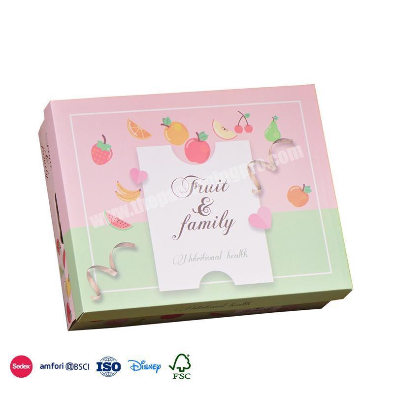 Free Sample Factory Pink cute fruit pattern embellishment supermarket cardboard boxes vegetables fruit manufacturer