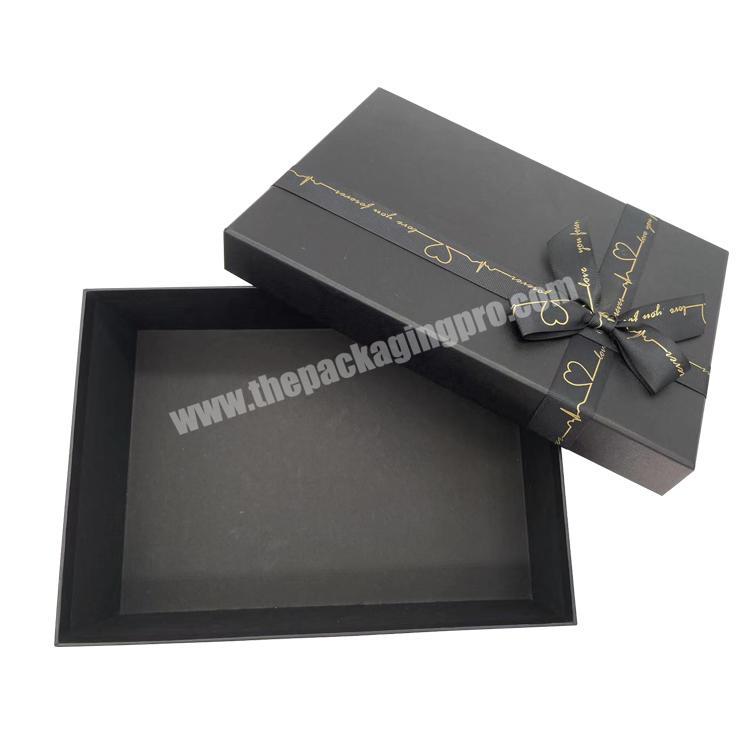 Gift Box with Changeable Ribbon for Luxury Packaging Fold Sturdy Storage Box Coated Paper Telescope Type Box Packaging