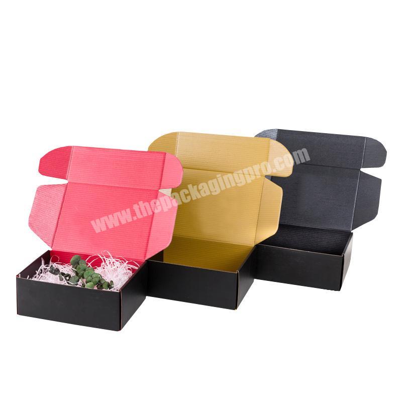 Gift Clothing Corrugated Paper Shipping Packaging Black Mailer Boxes With Custom Logo