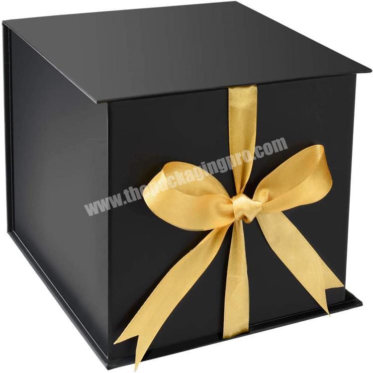 Gift box with ribbon high grade handmade black color printed gift boxes from China paper manufacturers
