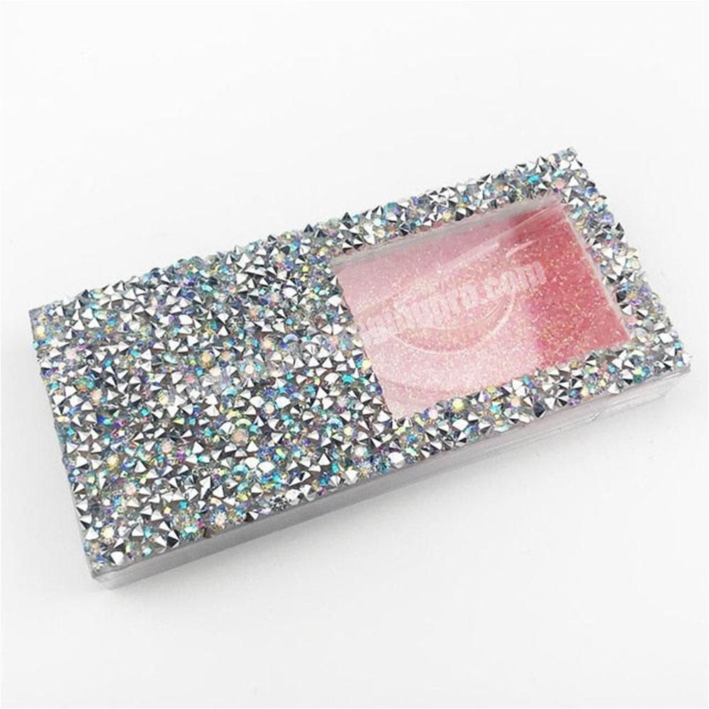 Glitter custom eyelashes package box cute diamond money eyelash packaging box girls small eyelash packaging box