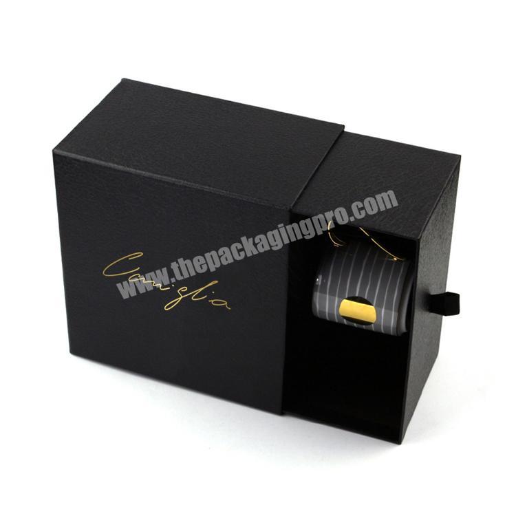 Gold hot stamping drawer box packaging drawer black gift paper box for packaging