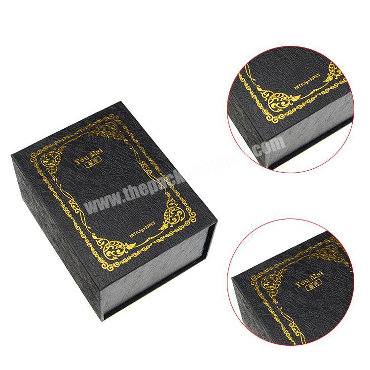 Gold stamping belt packaging box hard black cardboard boxes for packing