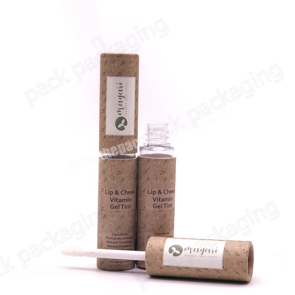 Good Quality Empty Round 6ml Lipstick Tube Paper Packaging Printed Cardboard Design Cosmetic Lipgloss Tube with Wand