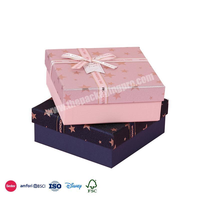 Good Quality Factory Directly Pink girly series with star embellishment creative design rigid beauty box