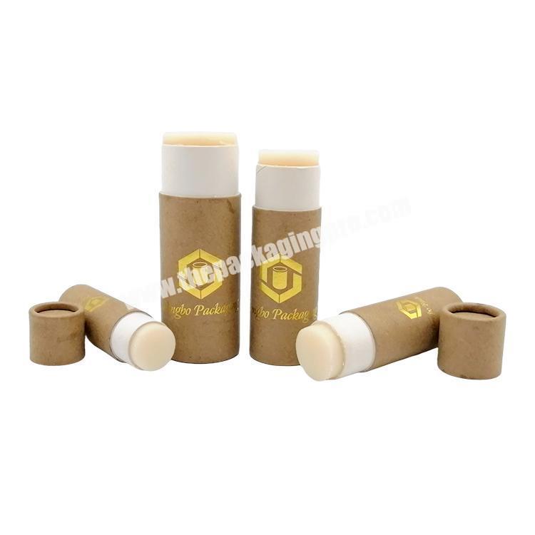 Biodegradable Fashion Design Eco Paper Kraft Stick Container Tube Packaging For Lip Balm Tubes With Custom Printing Labels