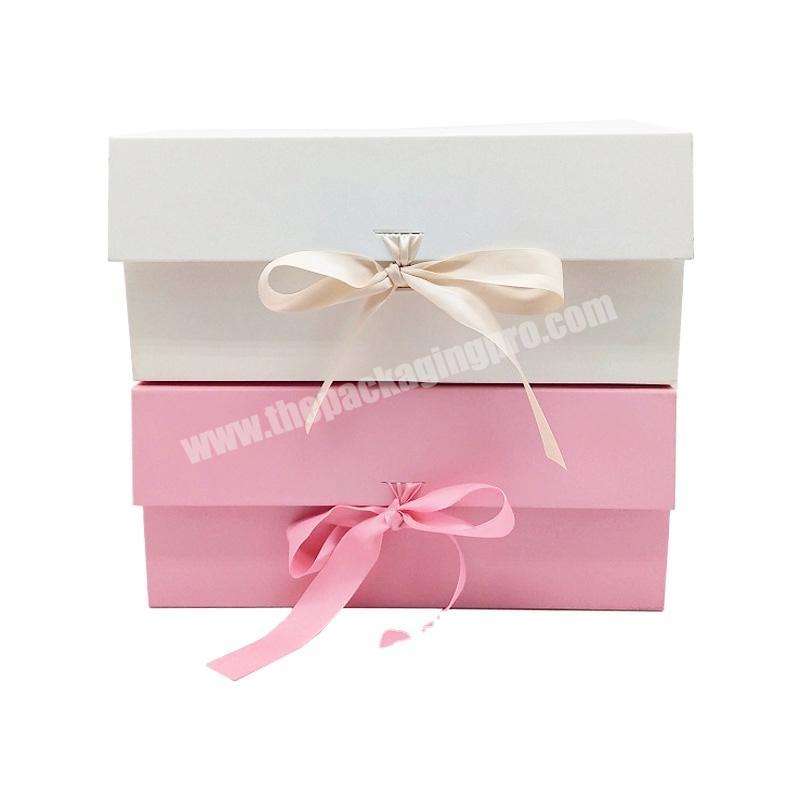 Good quality luxury packaging paper box custom logo wholesale rigid cardboard magnetic folding ribbon luxury box