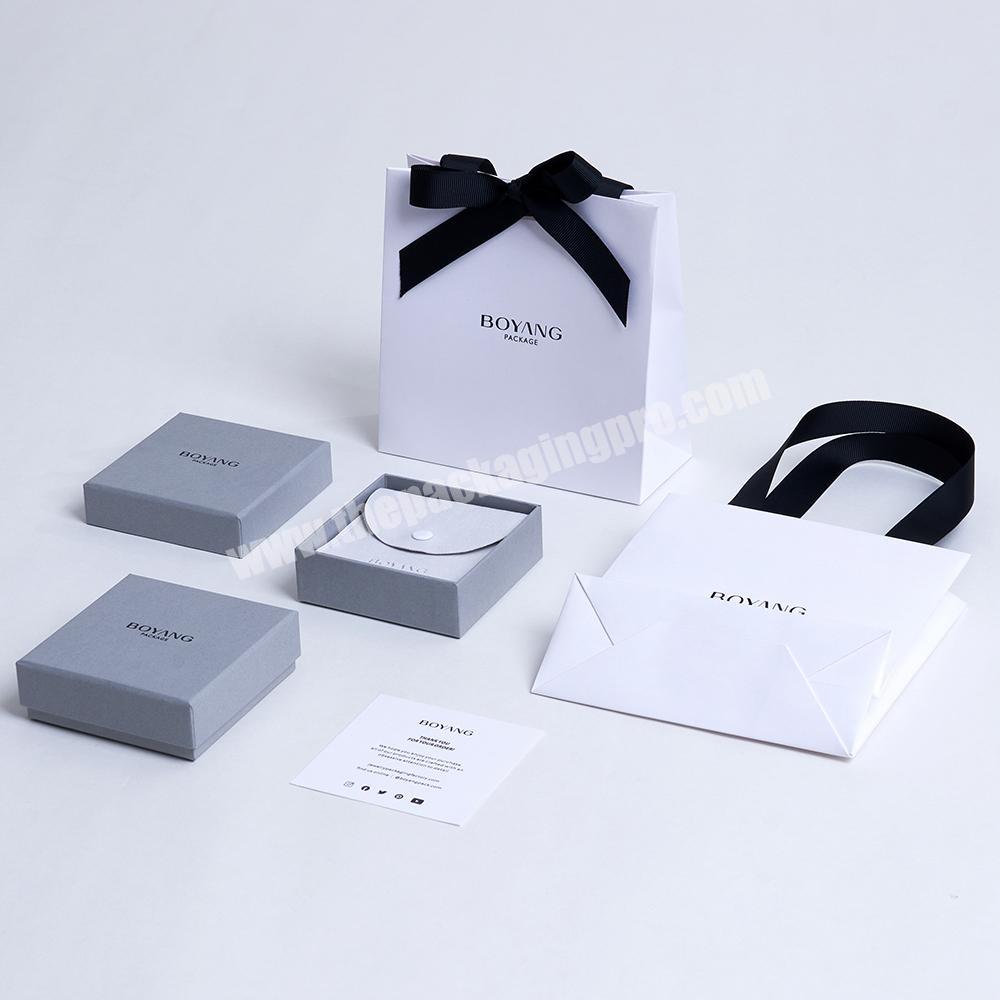 Gray rigid paper packaging jewelry box jewellery boxes custom logo
