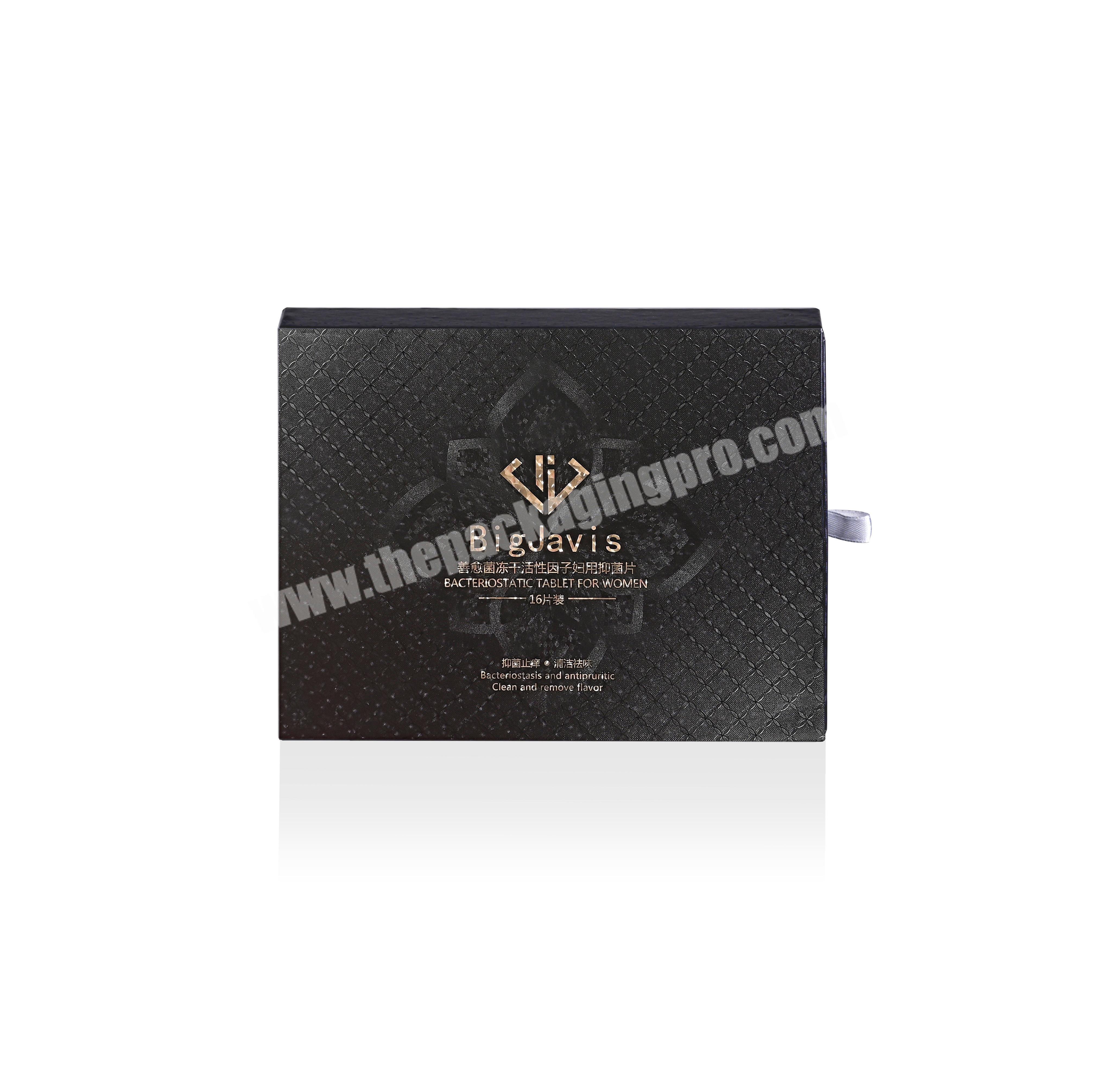 Grey Cardboard Paper Boxes Drawer Box Custom Printing Logo Eco Luxury Black Gift Package Product Cosmetic Packaging