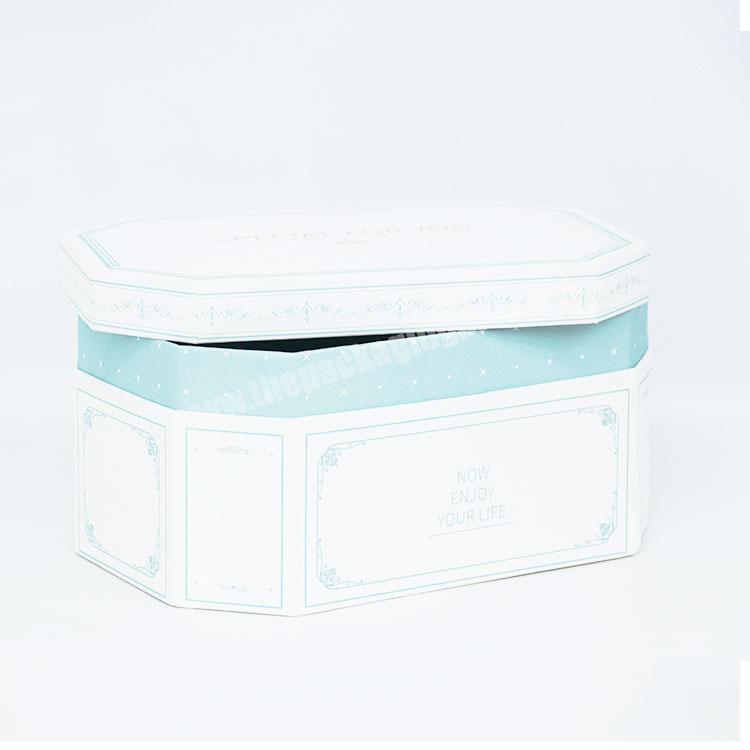 Hexagonal white mooncake gift box with  logo print