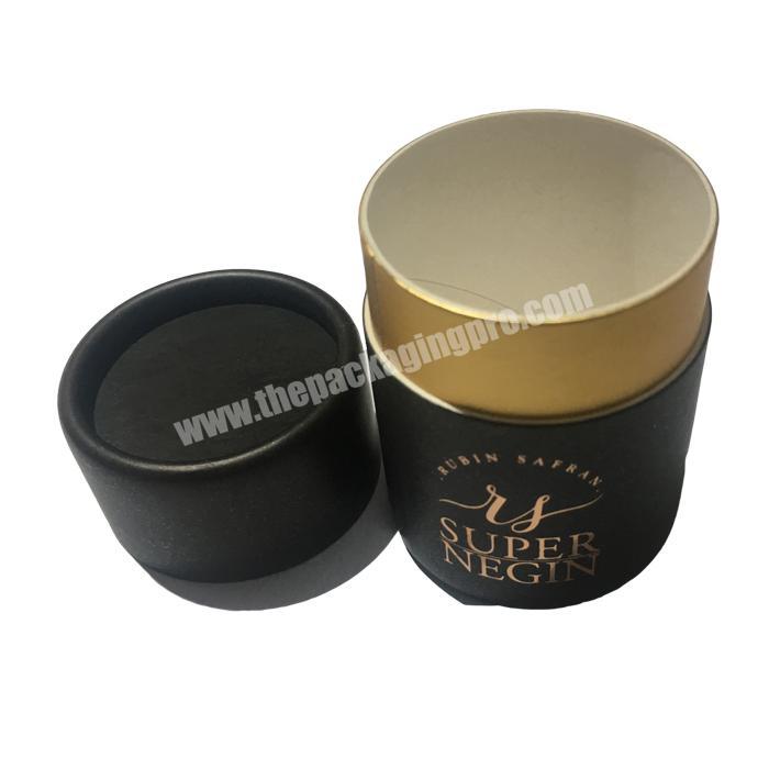 High Grade Hot Foil Stamping Cosmetic Black Paper Tube Box Packaging For Perfume