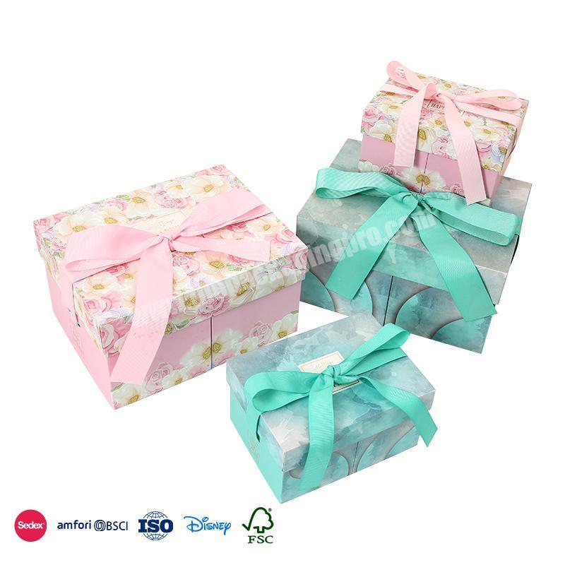 High Performance Romantic and fresh color double-layer side-shifting design luxury magnetic folding rigid box