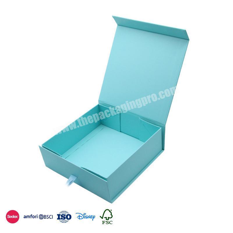 High Quality Custom Wholesale Macaron color solid material with ribbon fixing design folding gift box