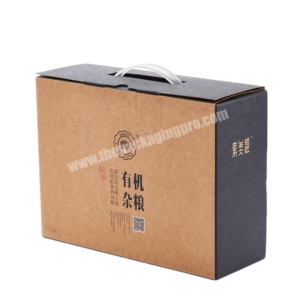 High Quality Customized Size Printing E Flute 3 ply Tab Lock Retail Shipping Corrugated Carton Box Packaging with Plastic Handle