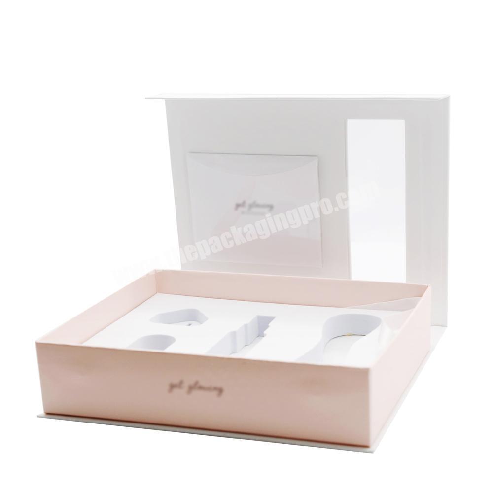 High Quality Magnetic Cardboard Box Pink Gift Packaging Box for Cosmetic with Window manufacturer