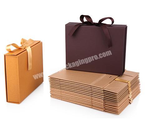 High Quality paper folding gold red wedding cardboard packaging square luxury magnetic gift box with ribbon