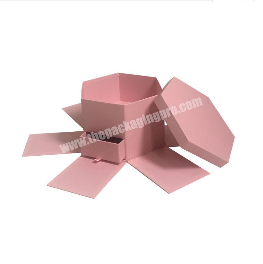 High Quality two layer special design hexagon shaped paper box for gift box packaging
