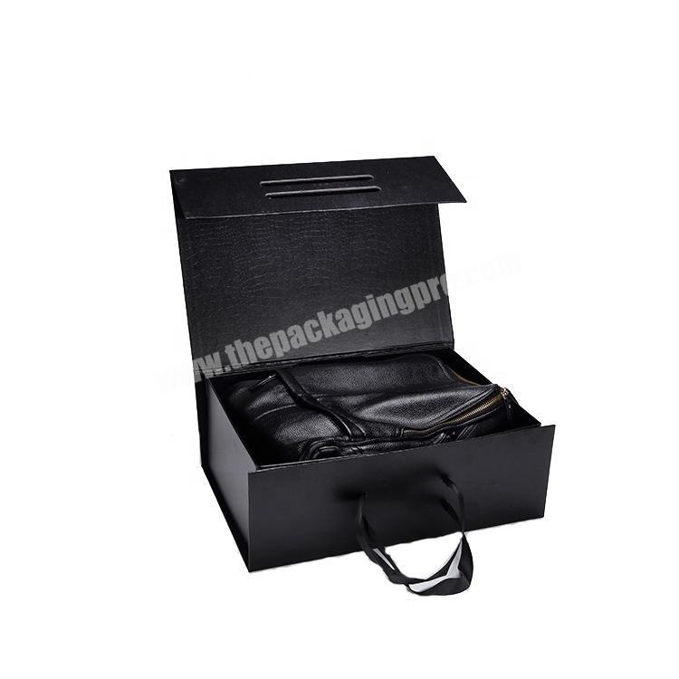 High-end Design Logo Custom Black Art Paper Coat Grey Board Gift Packaging Foldable  Box for Clothes