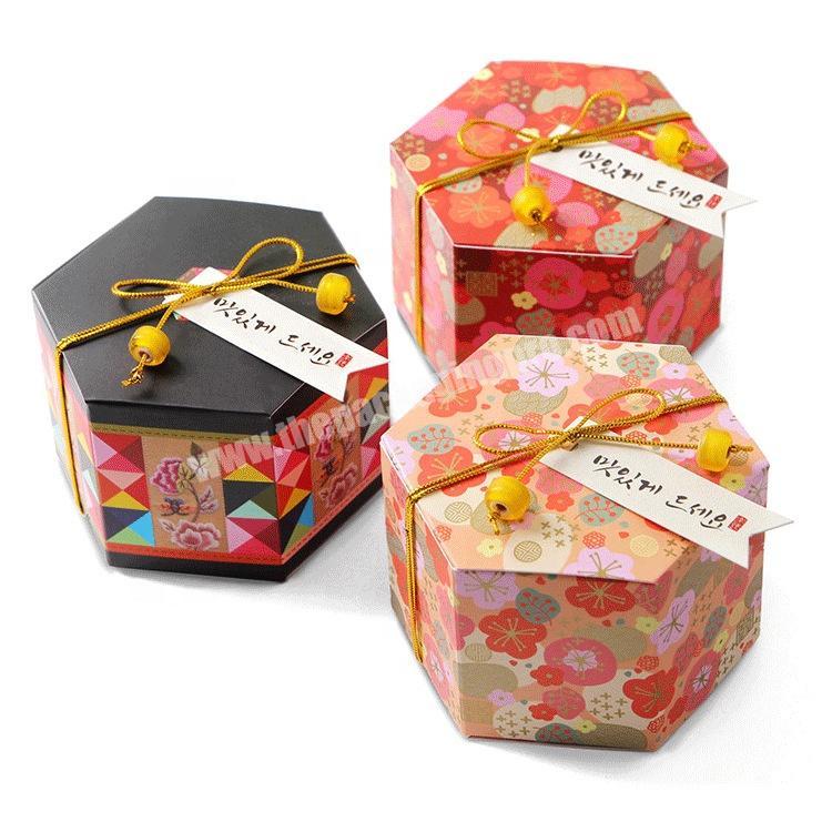 High grade hexagonal wedding candy box bronzing decorative packaging gift box printing