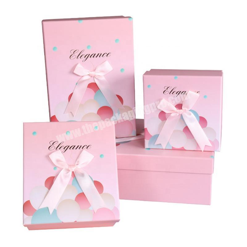 High grade wedding gift box pink advertising balloon bow pattern flip heaven and earth gift box