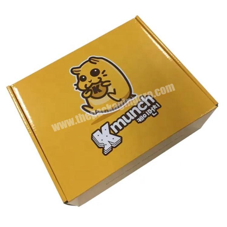 High quality customized  yellow color printed box paper corrugated mailer box for packaging