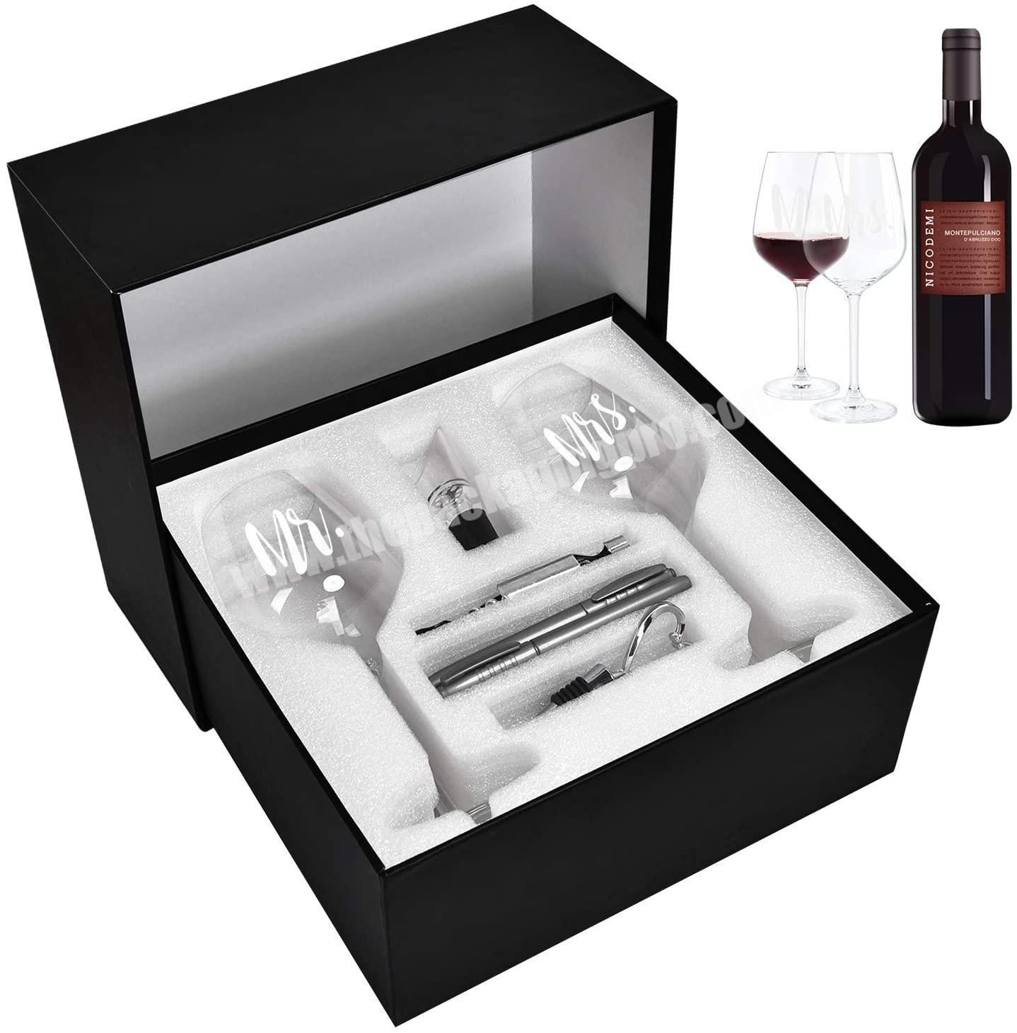 High quality gift box for Mr and Mrs Wine Glass Set for Couple