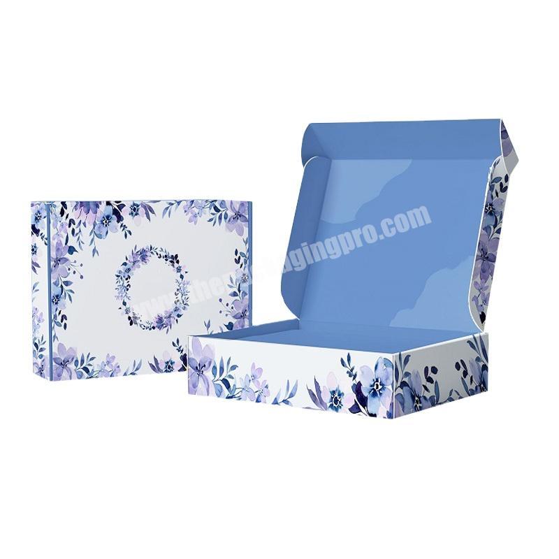 High quality mailer clothing product manufacturer foldable emballage carton print blue cardboard  shipping boxes custom logo