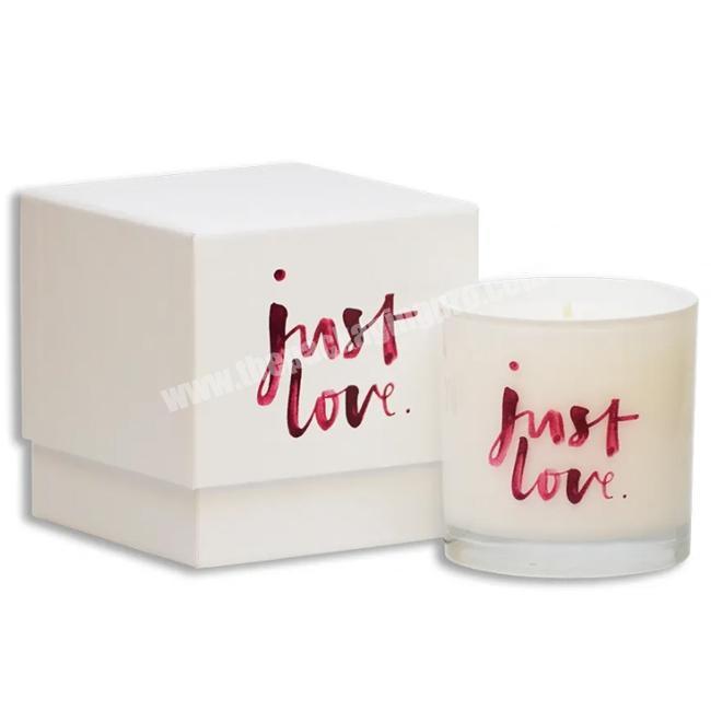 High quality small candle gift pack simple design rigid white cardboard custom candle packaging boxes luxury