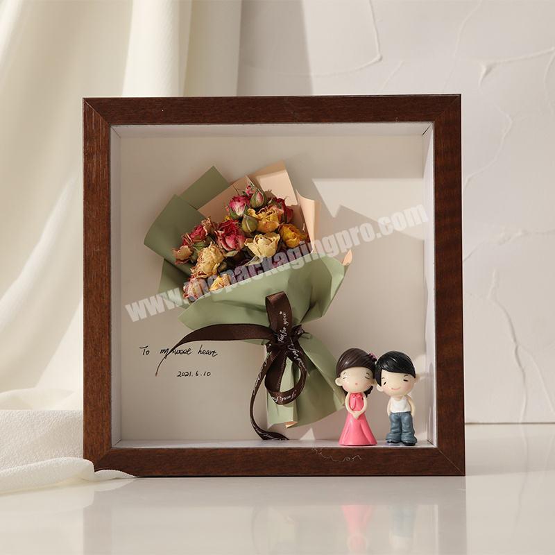Hollow Dried Flower Photo Frame Diy Immortal Flower Box Handmade Thickened 3d Shadow Picture Frame Gift Packaging Box