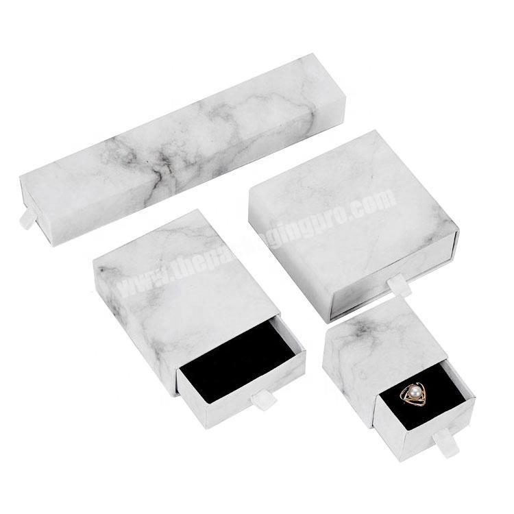Personalized Custom Logo Marble Printing Hard Jewelry Packaging Sliding Gift Box