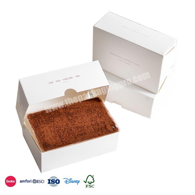 Hot Sale Factory Direct Spot goods White small clamshell design with personalized logo tiramisu cake box