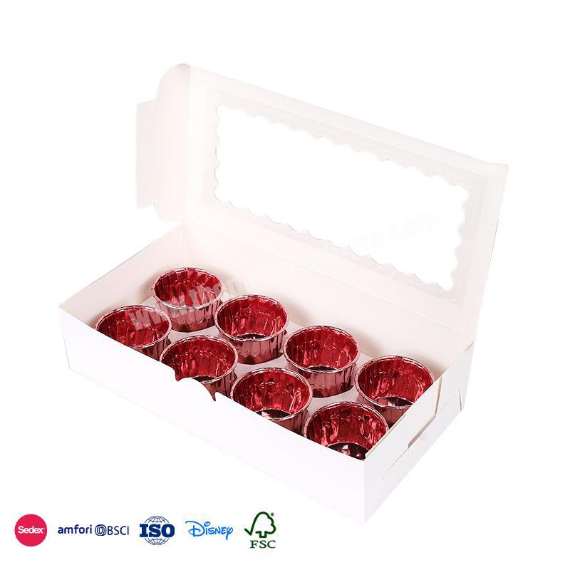 Hot Sale High Quality White transparent with round cup holder custom printed colors individual cupcake boxes