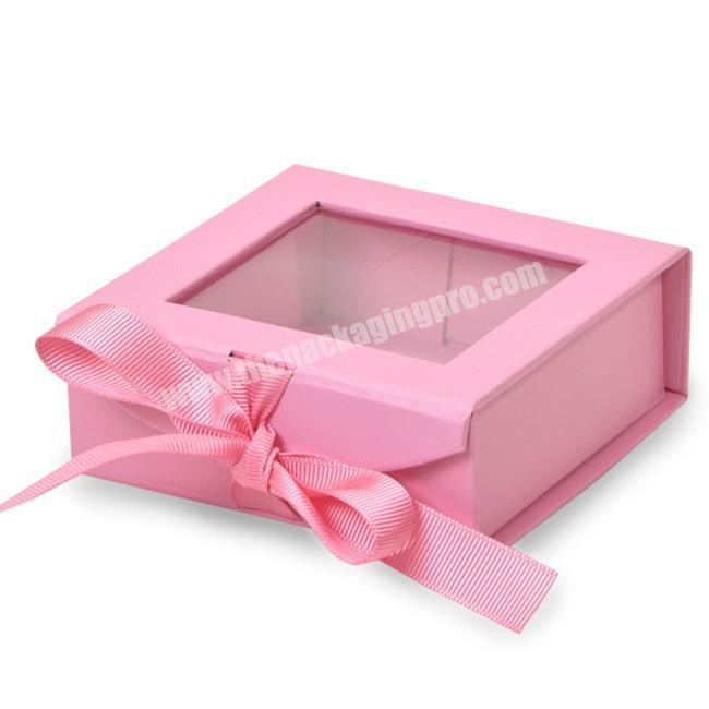 Hot Sale Magnet Folding Boxes with Ribbons Luxury Gift Boxes for Gift Packaging with Clear PVC Window Packing Boxes for Clothing