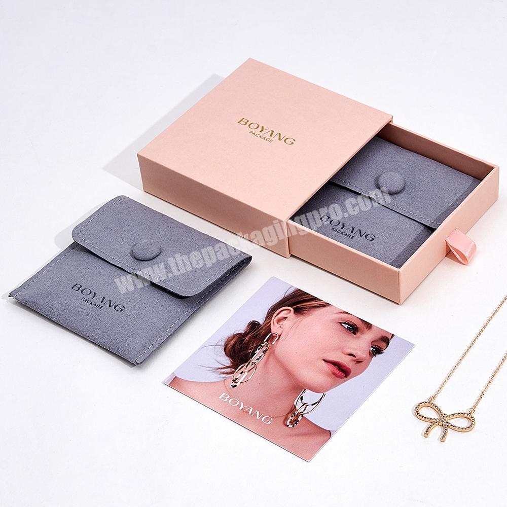 Hot Sale Pink Jewelry Box Earrings Necklace Bracelet Display Gift Box Drawer Paper Jewelry Packaging Box