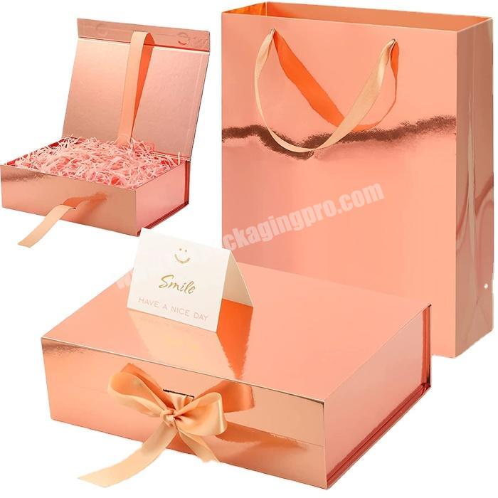 Hot Selling Folded Box Ribbon  Gift Box With Handle Chocolate Gift Box