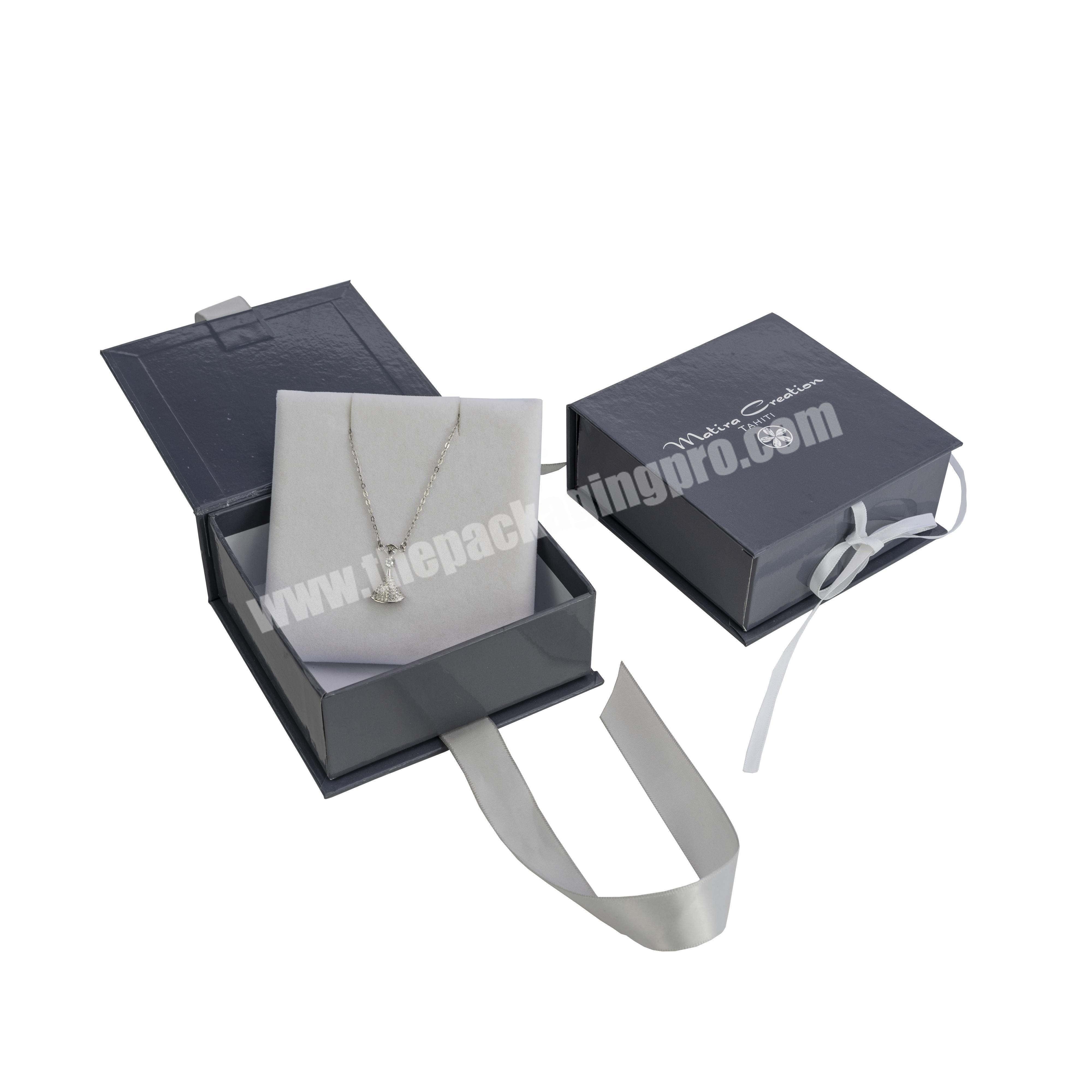 Hot Selling Grey Jewellery EarringsRingNecklace Gift Set Box With Velvet Insert Jewelry Box