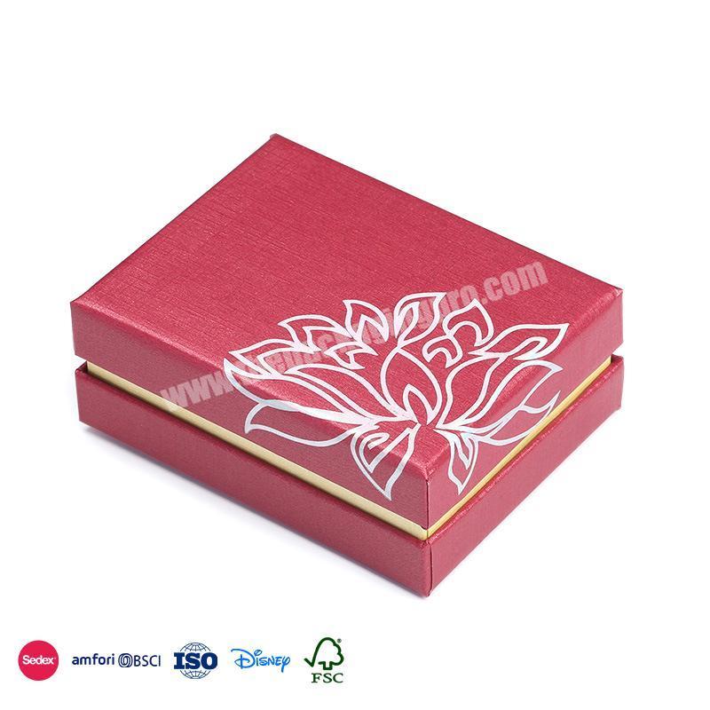 Hot Selling Product Red with white lotus design large capacity customizable packaging box exquisite rigid paper